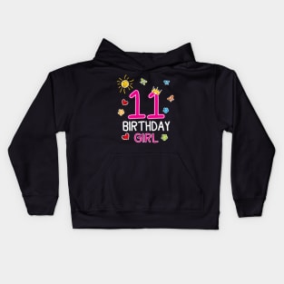 Kids 11th Birthday Girl Crown Princess Kids Hoodie